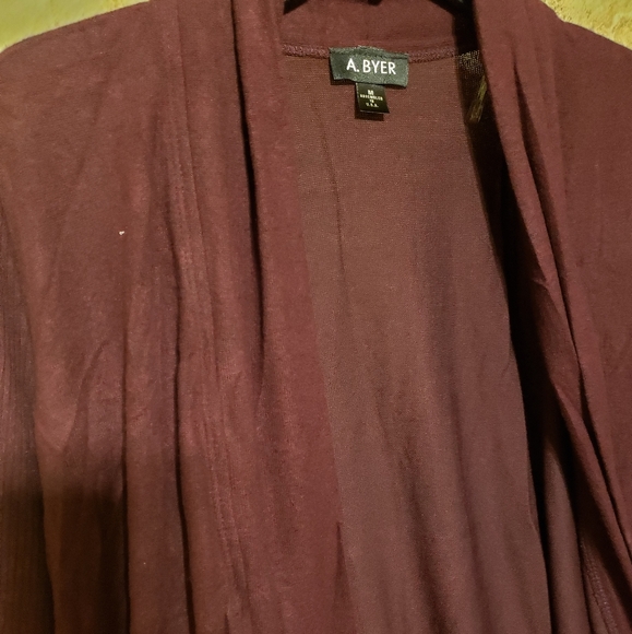 A. BYER BURGUNDY CARDIGAN FUZZ COZIES Medium - Picture 2 of 6